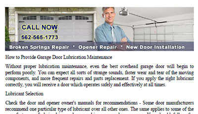 How to Provide Garage Door Lubrication Maintenance in Pico Rivera